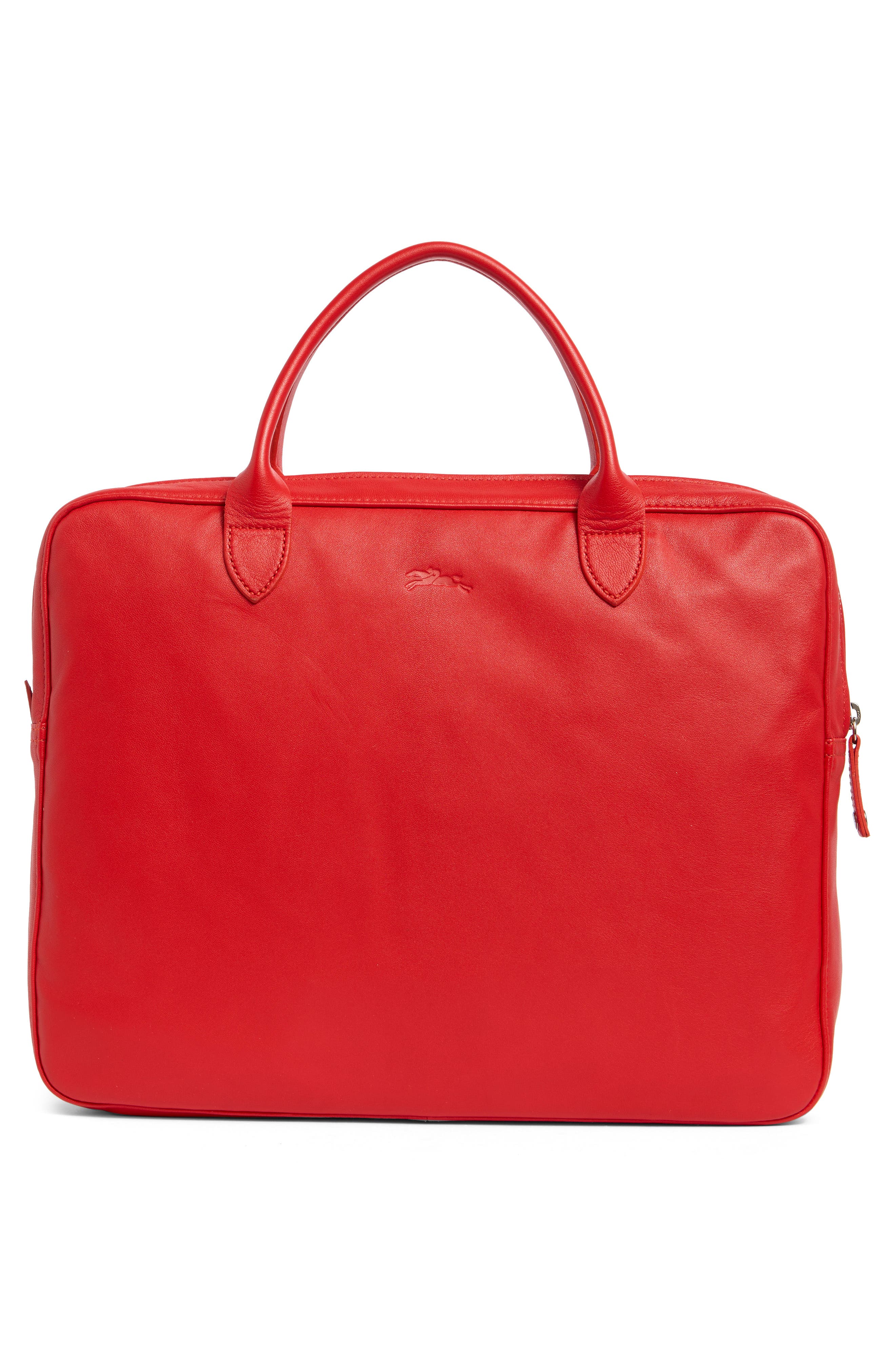 Longchamp Parisis Top Handle Briefcase, Alternate, color, Vermillion