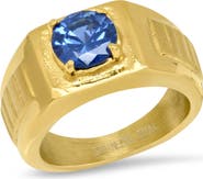 STEELTIME Men's 18k Gold Plated Stone Signet Ring