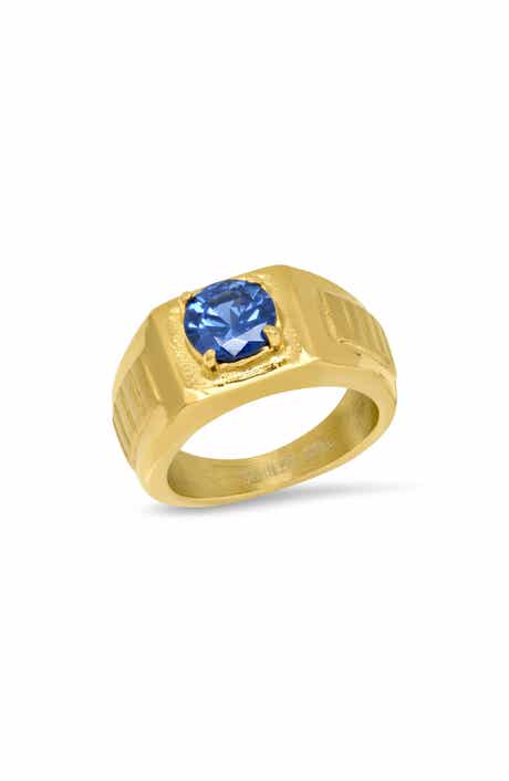 Men's 18k Gold Plated Stone Signet Ring