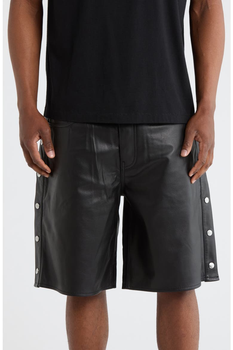 Leather Tearaway Shorts, Main, color, BLACK