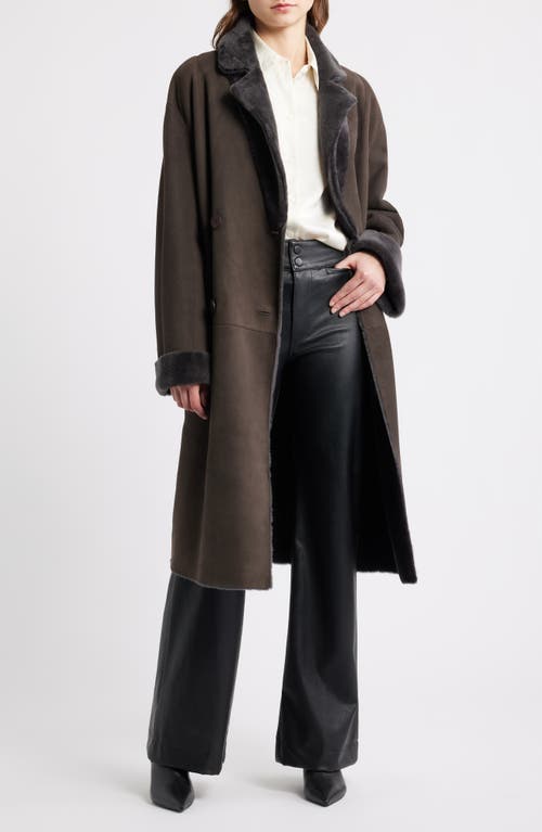 Hiso Elle Reversible Genuine Sheared Shearling Coat In Burgundy