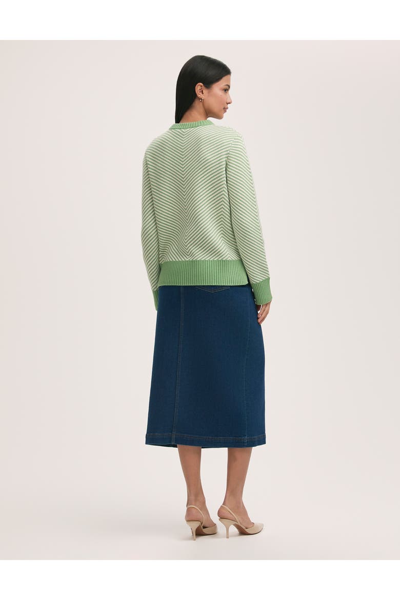 Stella Cotton Crew Neck Sweater, Alternate, color, Green Chevron