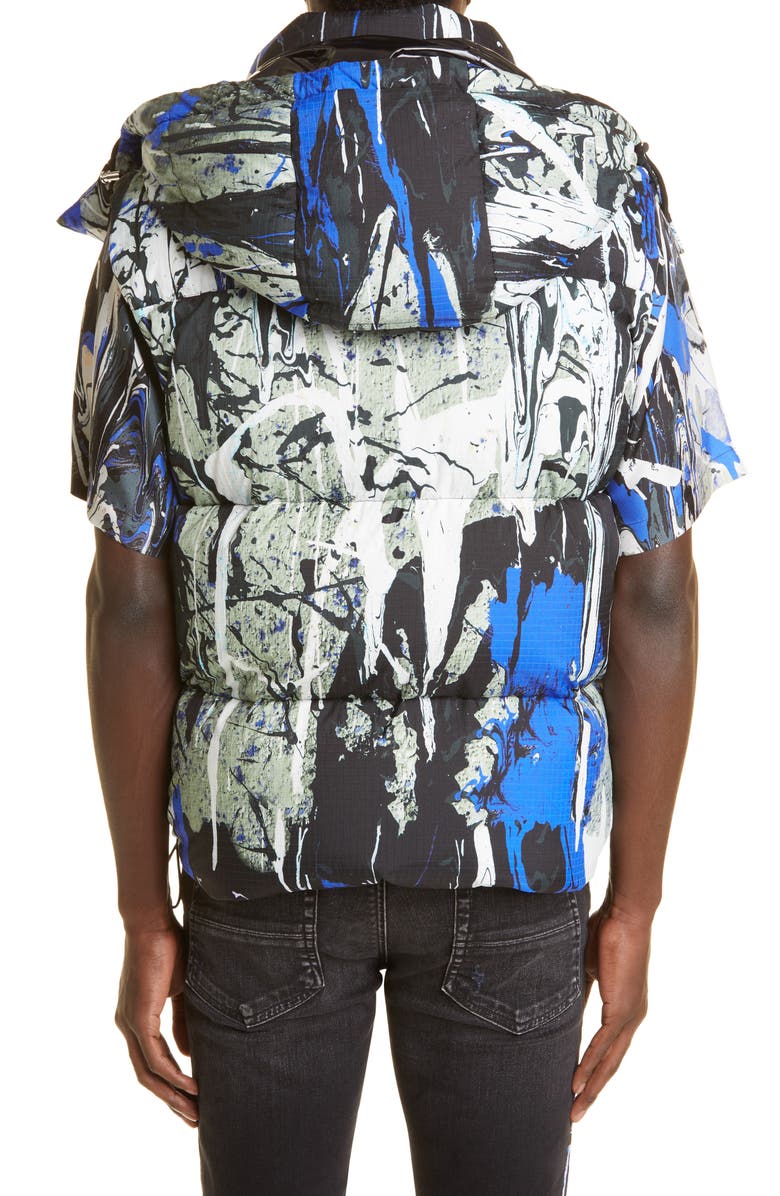 AMIRI Paint Splatter Hooded Down Puffer Vest, Alternate, color, 