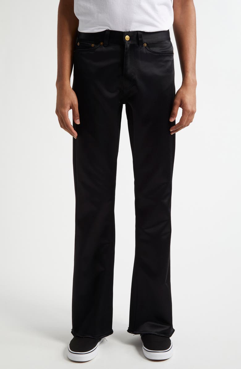 STOCKHOLM SURFBOARD CLUB Fog Satin Bootcut Trousers, Main, color, 