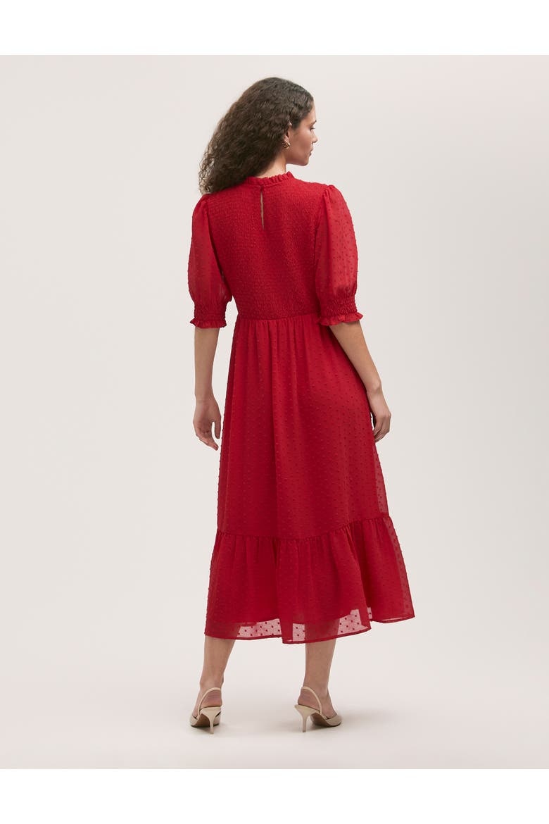 Amelia 3/4 Sleeve Chiffon Midi Dress, Alternate, color, Red