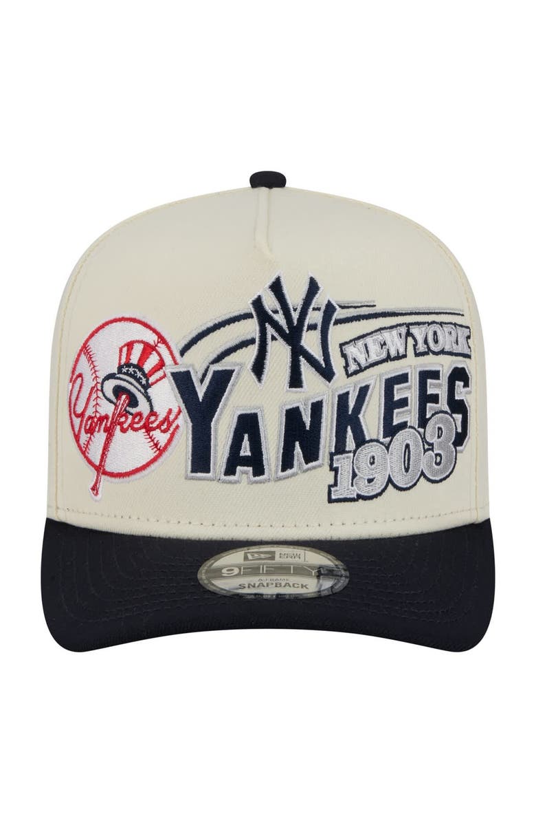 New Era Men's New Era  Cream/Navy New York Yankees Classic A-Frame 9FIFTY Snapback Hat, Alternate, color, Cream