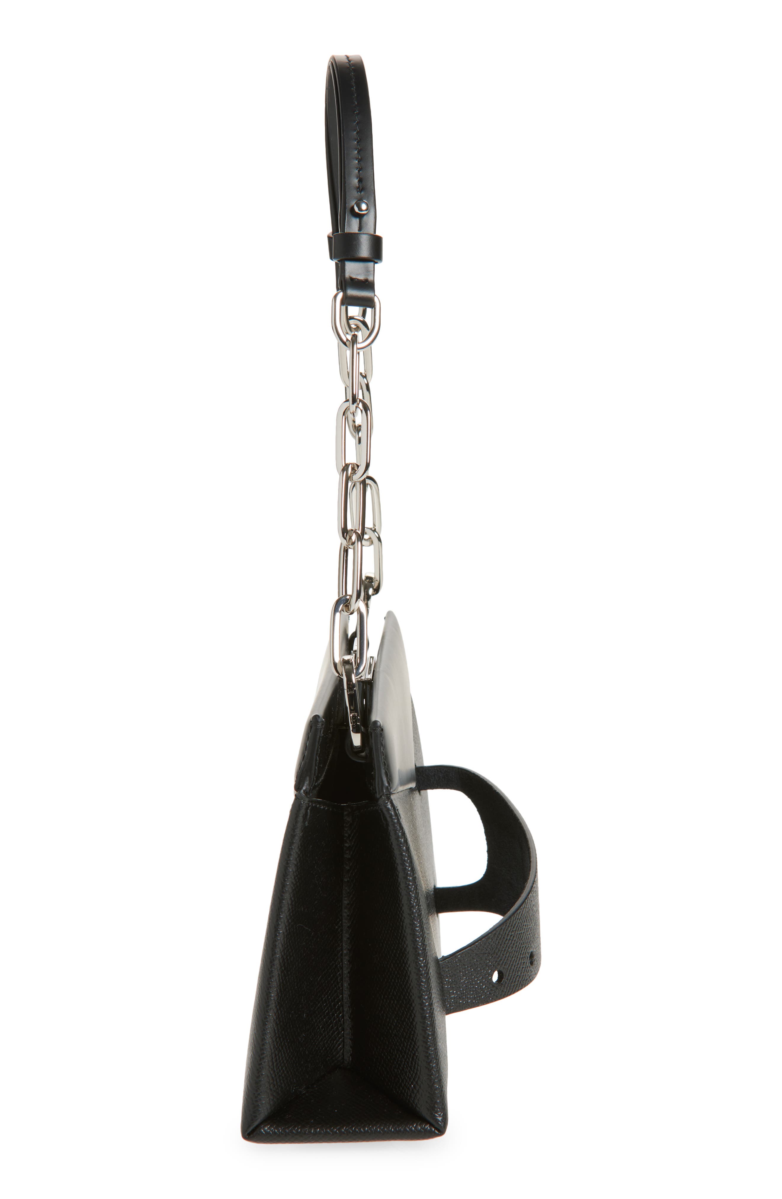 Maison Margiela Snatched Leather Shoulder Bag, Alternate, color, Black