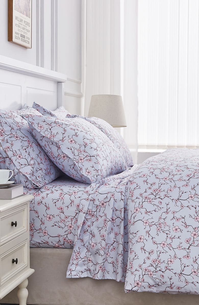 MELANGE HOME Kyoto 400 Thread Count Cotton Duvet Set, Alternate, color, Blue