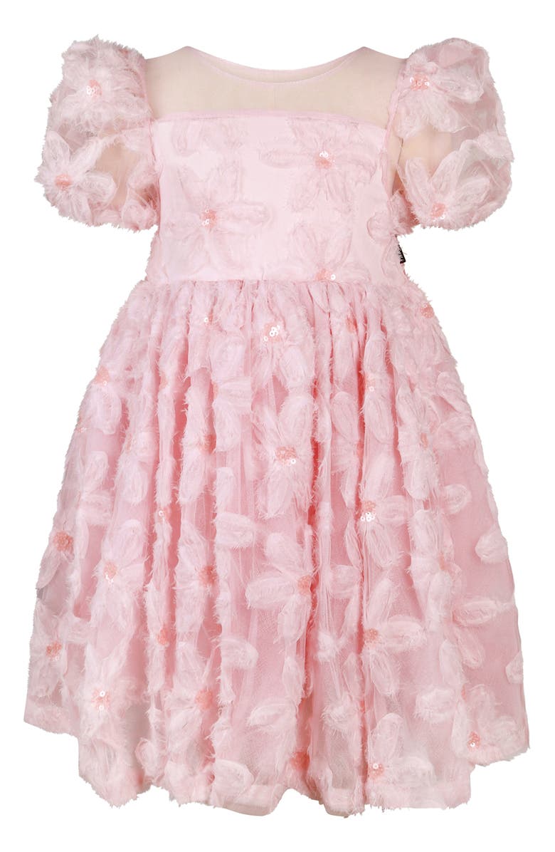 Rock Your Kid Kids' 3D Floral Puff Sleeve Tulle Party Dress, Main, color, Soft Pink