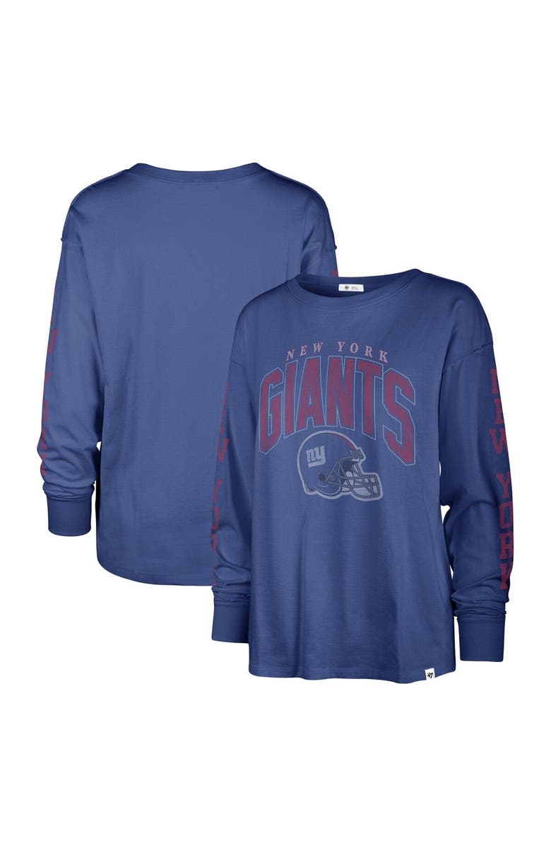 '47 Women's '47 Royal New York Giants Tom Cat Lightweight Long Sleeve T-Shirt, Main, color, 