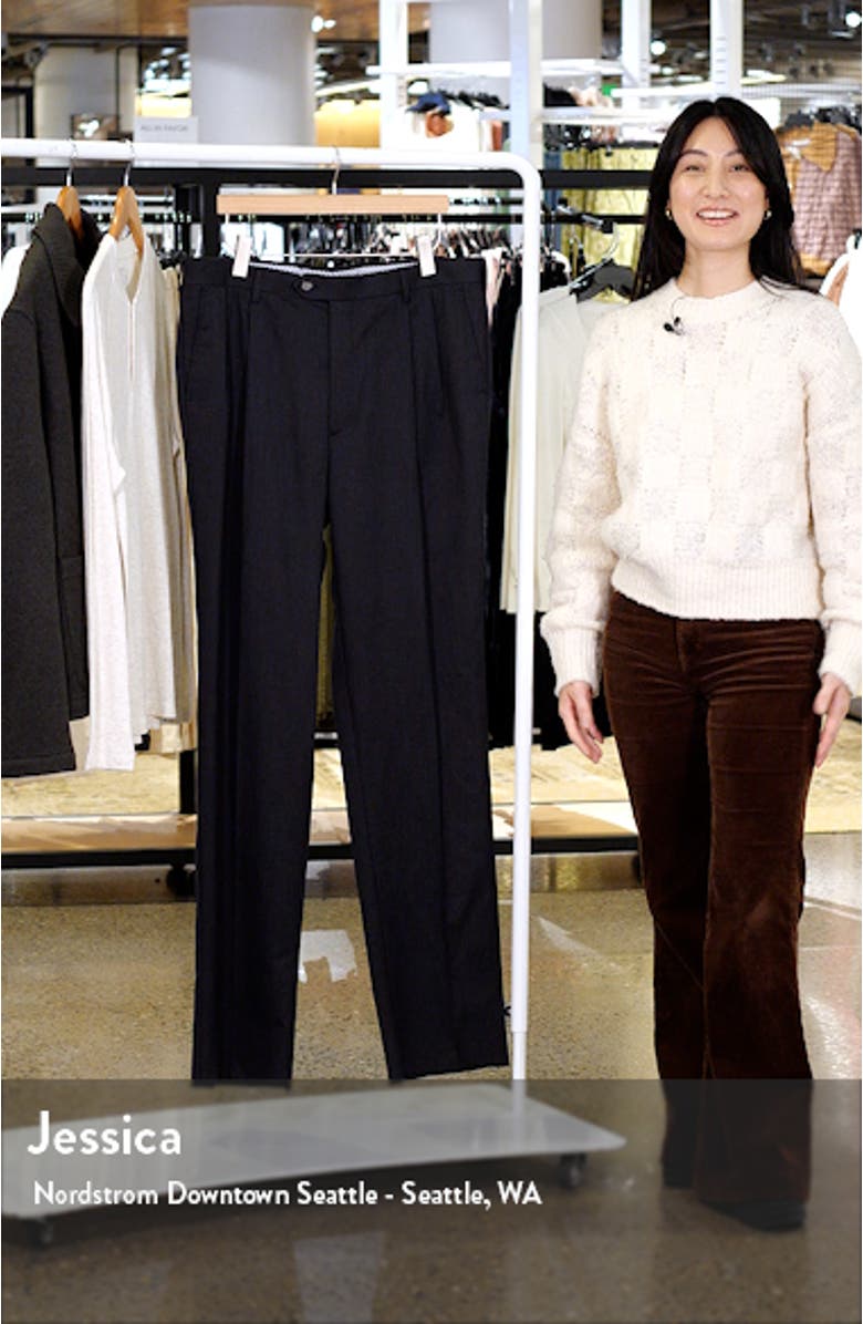 Pleated Classic Fit Wool Gabardine Dress Pants, sales video thumbnail