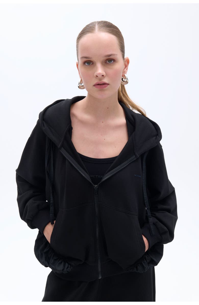 Nocturne Zipper-Front Oversized Hooded Sweatshirt, Main, color, 