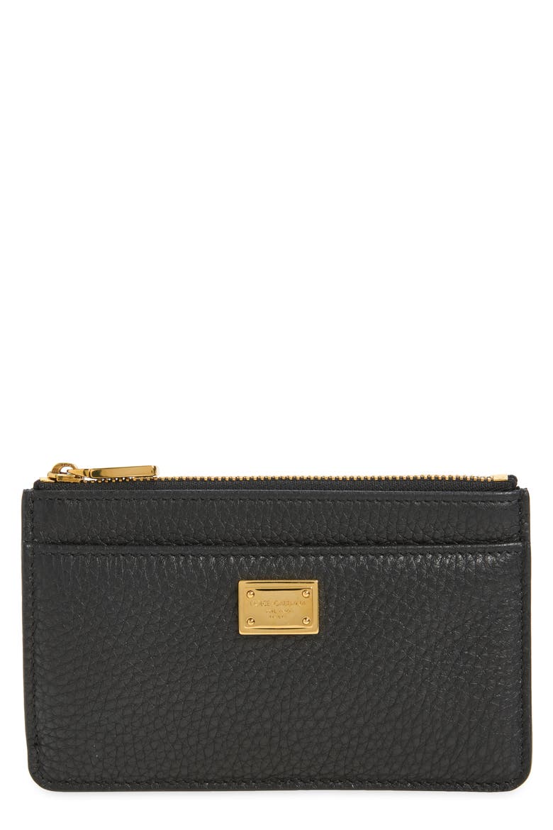 Nameplate Calfskin Leather Coin Purse, Main, color, 80999 NERO