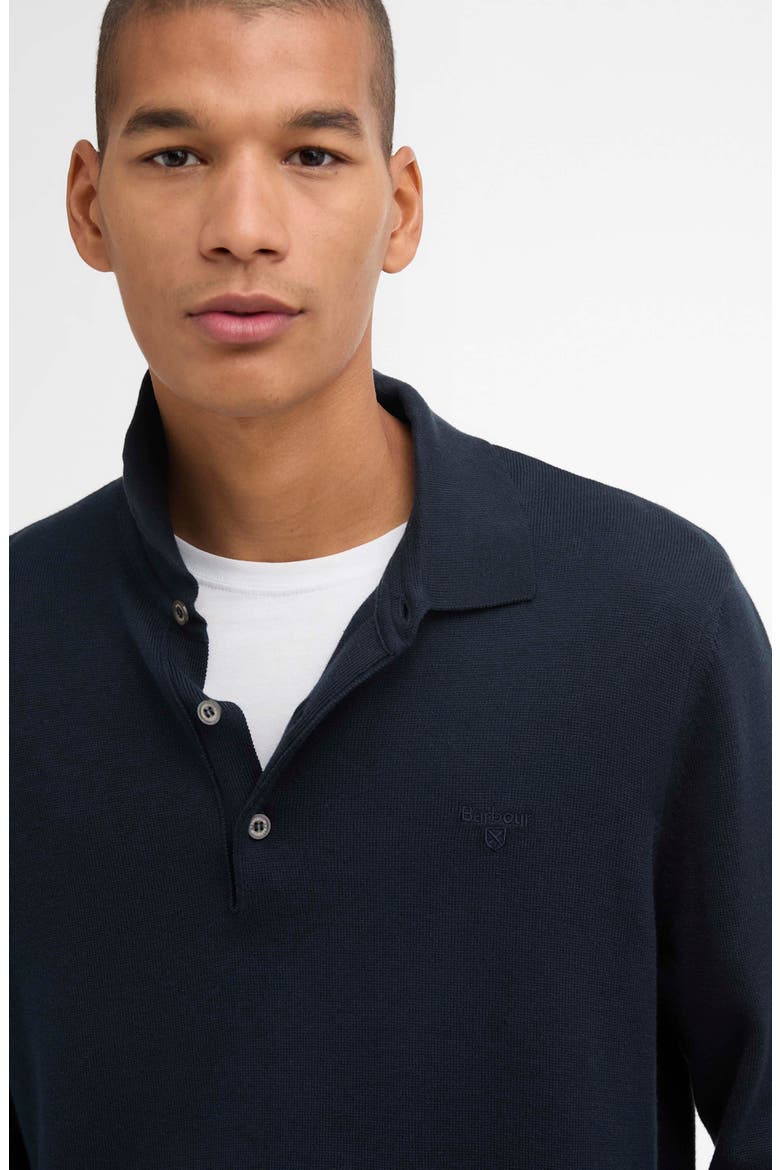 Long Sleeve Cotton Polo, Alternate, color, NAVY