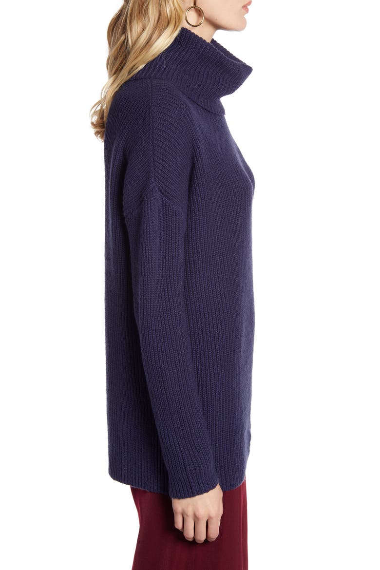 Oversized Turtleneck Tunic Sweater, Alternate, color, NAVY PEACOAT