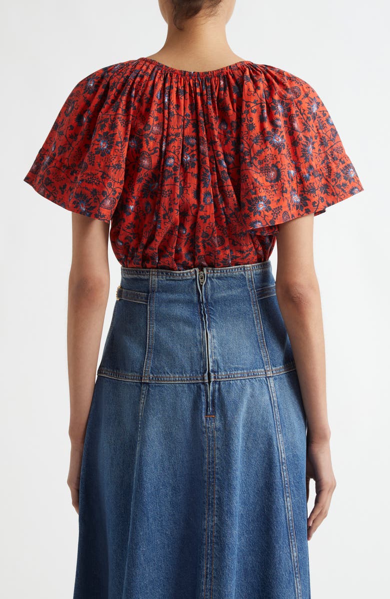 Ulla Johnson Sena Flutter Sleeve Cotton Blend Top, Alternate, color, 