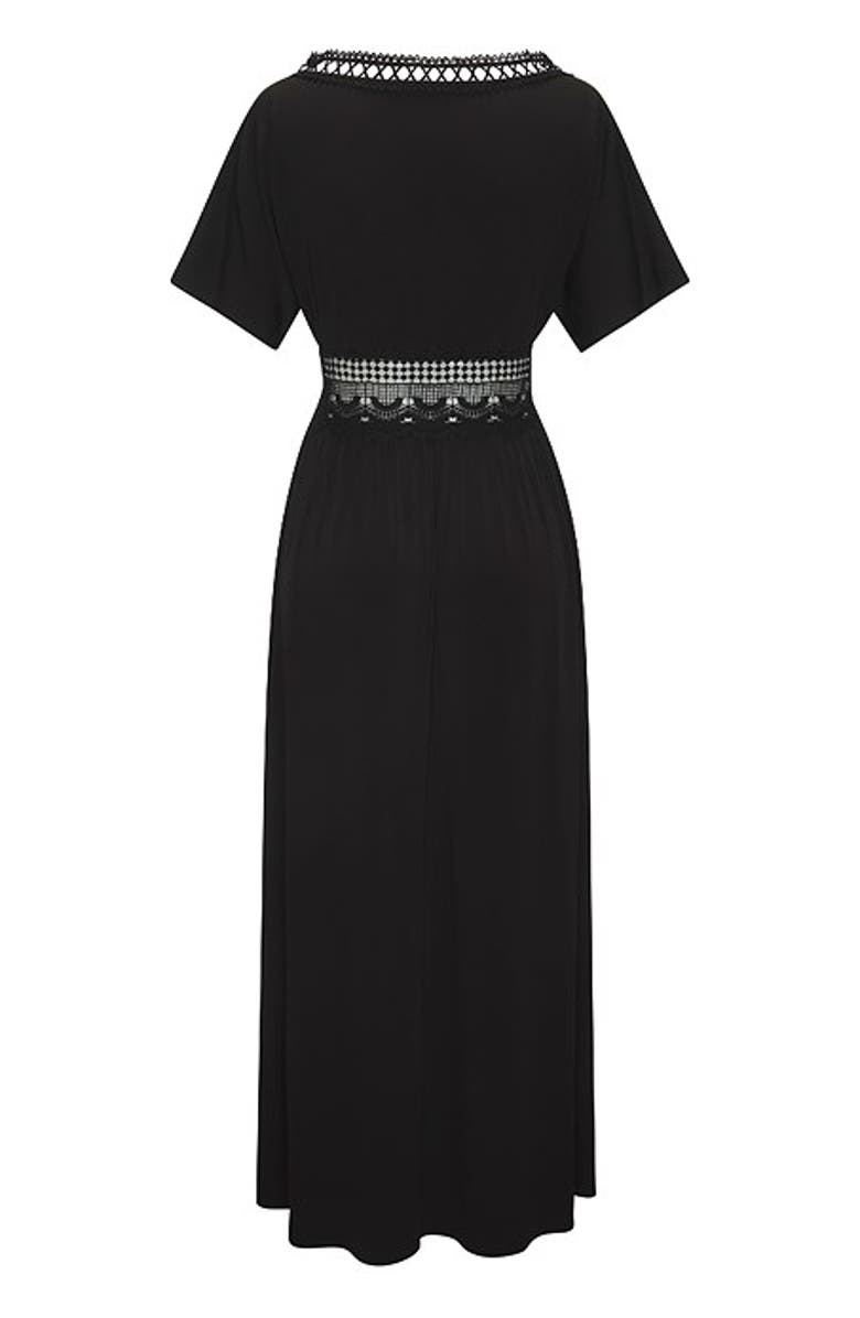 LASCANA Women's Crochet Trim Cover Up, Alternate, color, Black