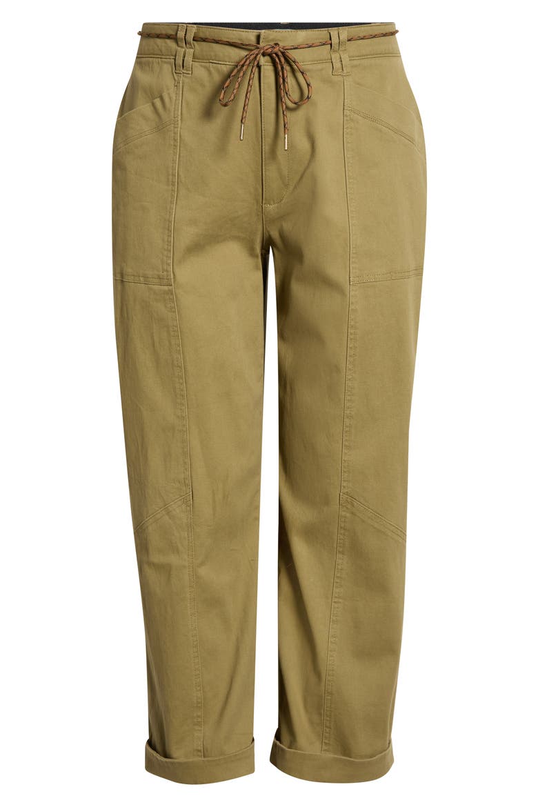 Ultra Skyrise Relaxed Drawstring Waist Stretch Cotton Pants, Alternate, color, GOLDEN OLIVE