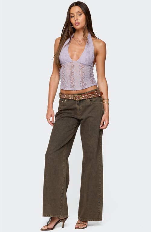 EDIKTED EDIKTED NAYA TEXTURED LACE HALTER TOP