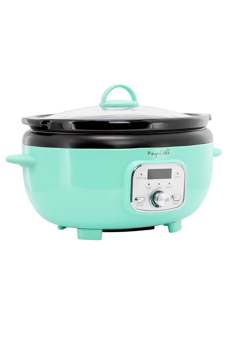 Megachef 3.7 Quart Oval Electric Slow Cooker in Turquoise, Alternate, color, Blue