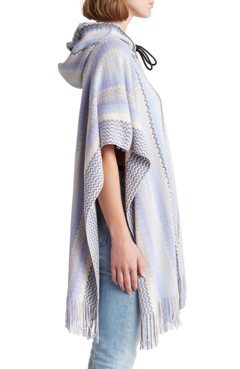Missoni Stripe Wool Blend Hooded Poncho, Alternate, color,
