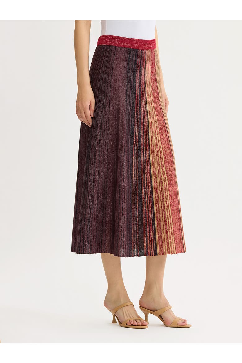 Flared Shimmer Lurex Knit Maxi Skirt, Alternate, color, Scarlet Red/Mahogany