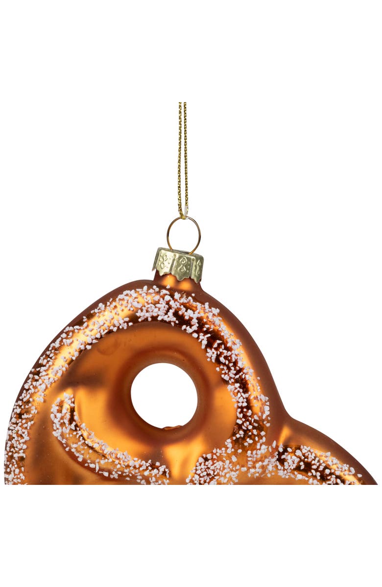 Northlight Salted Soft Pretzel Glass Christmas Ornament - 4.5", Alternate, color, Bronze