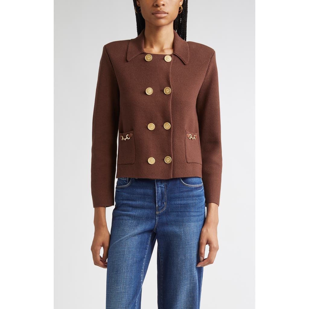 L'agence Madilyn Double Breasted Knit Jacket In Multi
