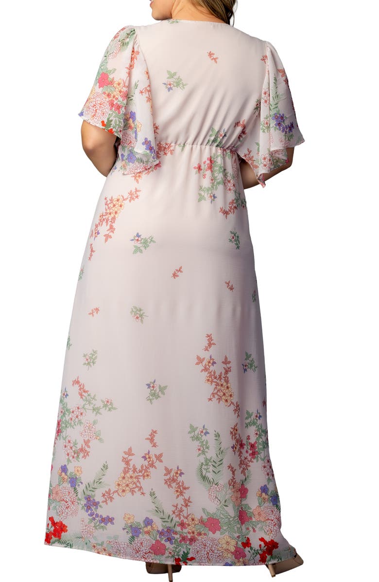 Kiyonna Catalina Border Print Cocktail Dress, Alternate, color, Cottage Garden Border