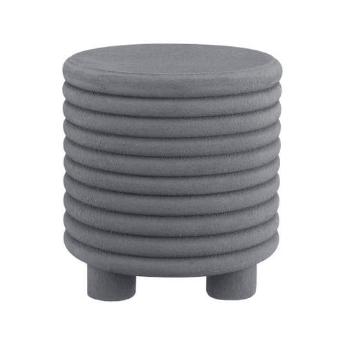 Jonathan Y Evans 18" Minimalist Modern 3-legged Drum Accent Table, White Frosted In Gray Frosted