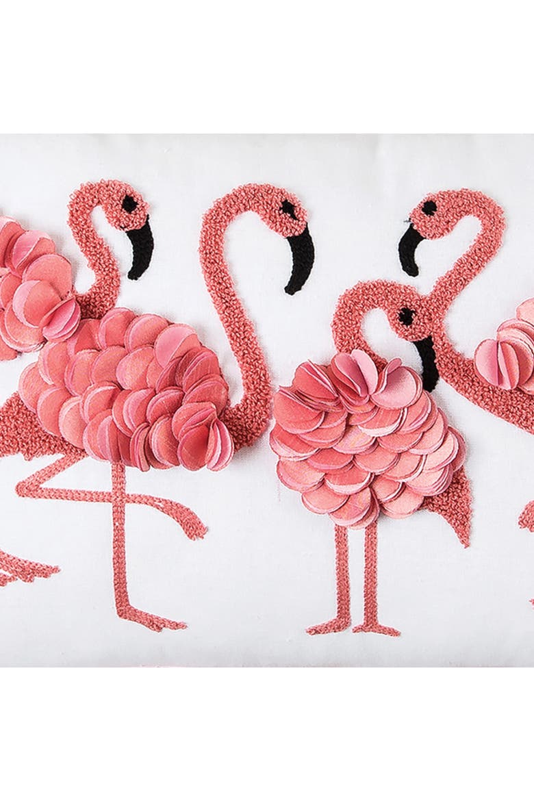 Flamingo Friends Flock Lumbar Accent Pillow 12" x 20", Alternate, color, Pink