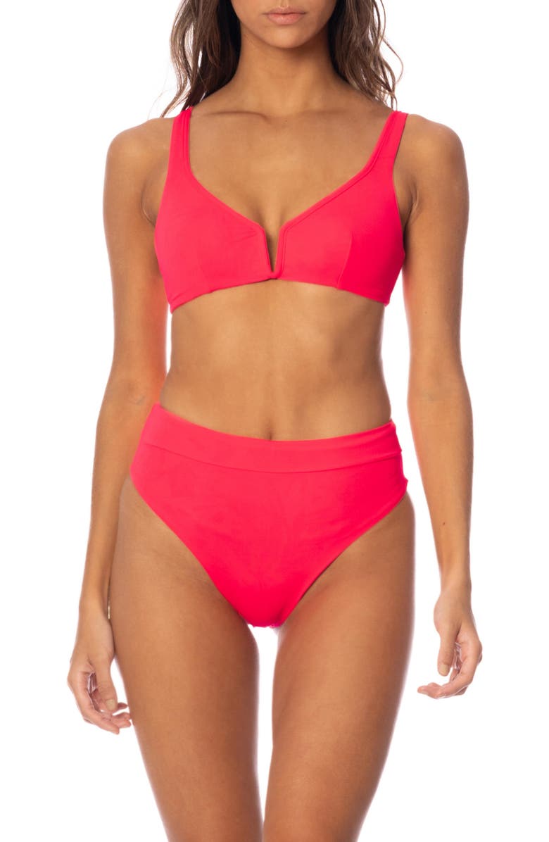 Maaji Cheery Red Victory Reversible Bikini Top, Alternate, color, 