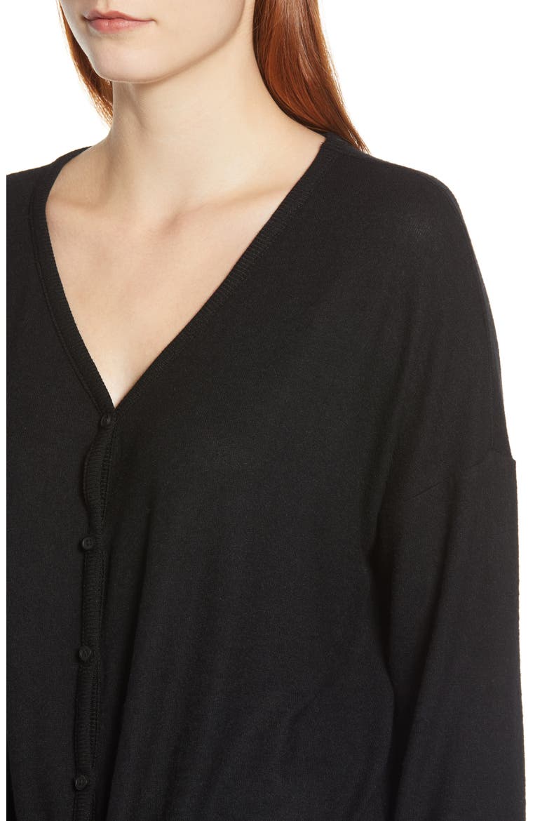 Tie Front Cozy Knit Shirt, Alternate, color, BLACK