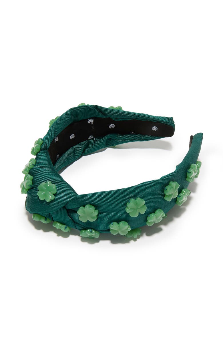 Lele Sadoughi Knotted Lucky Clover Headband, Main, color, Green