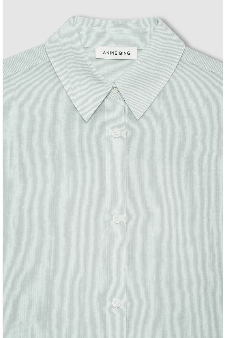 Plaza Shirt, Alternate, color, Green And White Mini Stripe