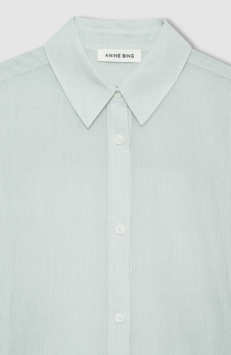ANINE BING Plaza Shirt, Alternate, color, Green And White Mini Stripe