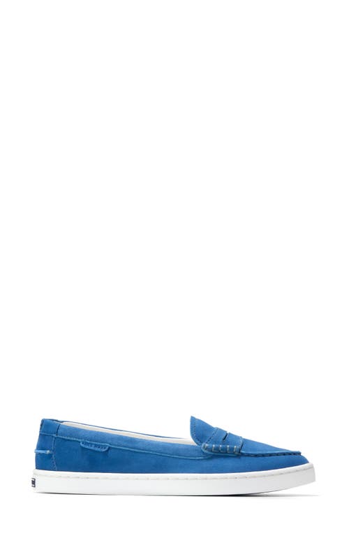 Cole Haan Nantucket Penny Loafer In Dutch Blue Suede/white