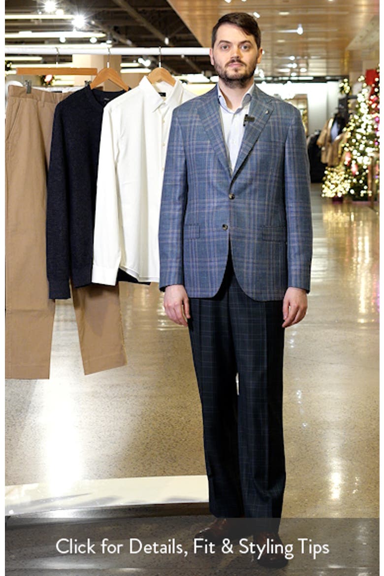 Midland Contemporary Fit Blue Plaid Wool & Silk Blend Sport Coat video