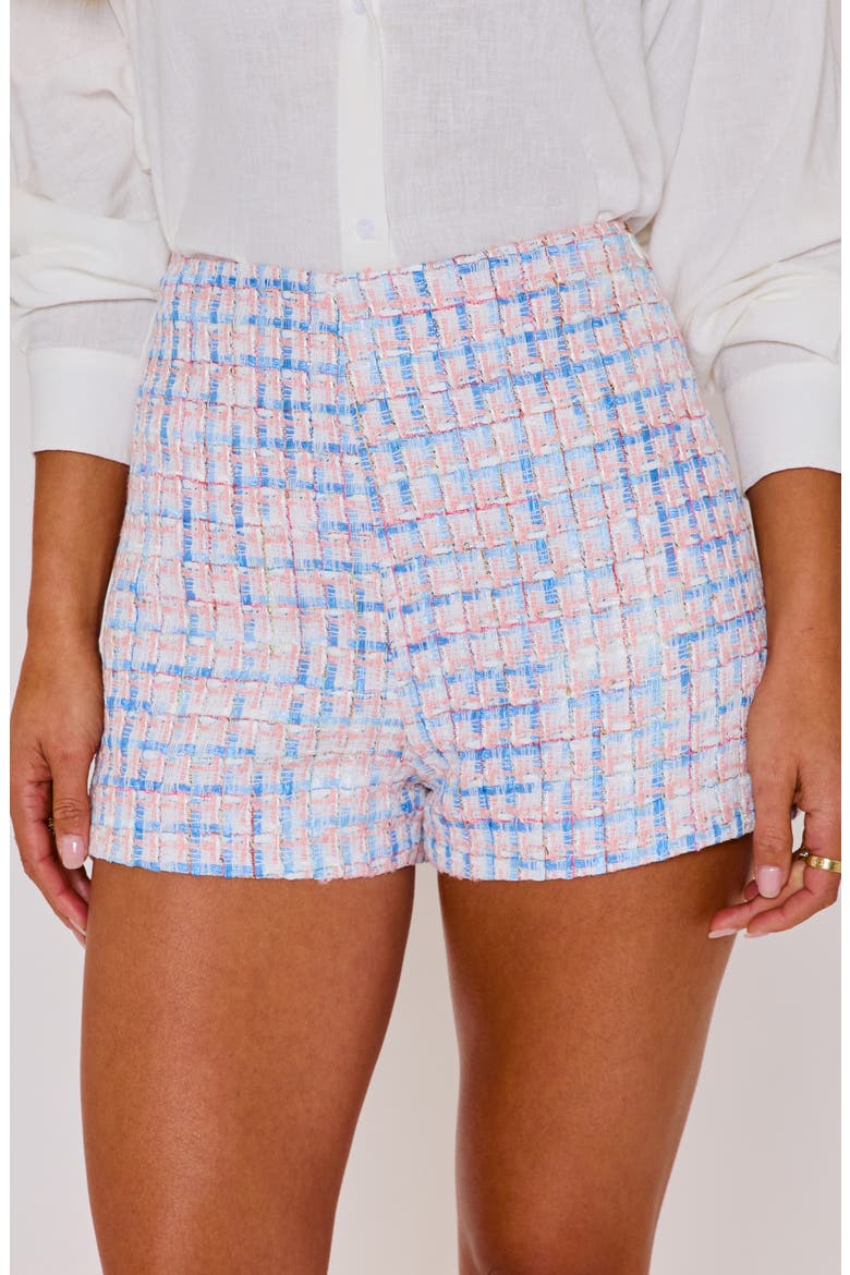 Tara Tweed Shorts, Alternate, color, PINK/ BLUE