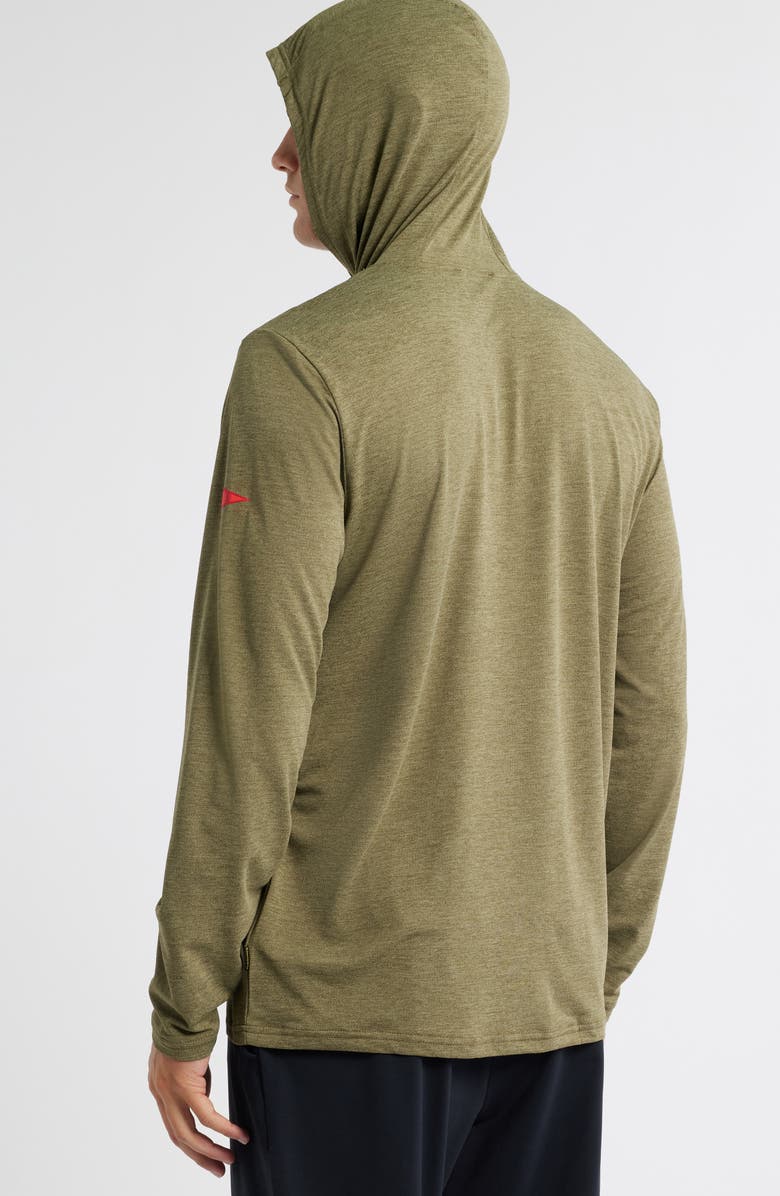 Florence Airtex Long Sleeve Hooded Performance Top, Alternate, color, Heather Burnt Olive