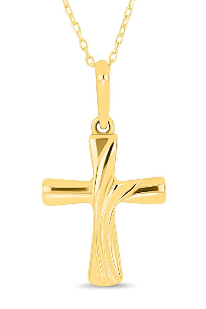 14K Gold Textured Cross Pendant Necklace (Online Trunk Show), Alternate, color, 14K YELLOW GOLD
