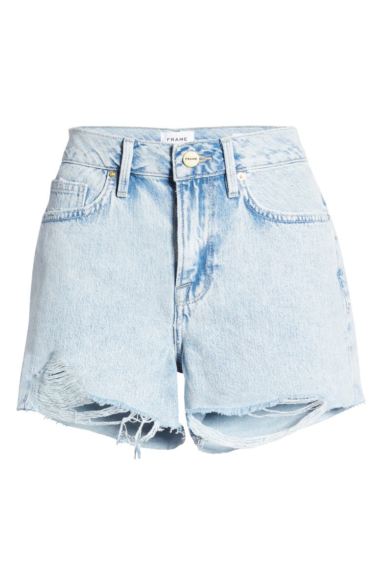 FRAME Le Brigette High Waist Raw Edge Denim Shorts, Alternate, color,