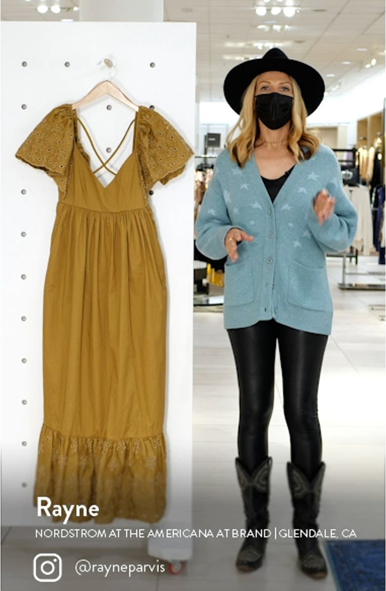 Eyelet Detail Flutter Sleeve Poplin Maxi Dress, sales video thumbnail