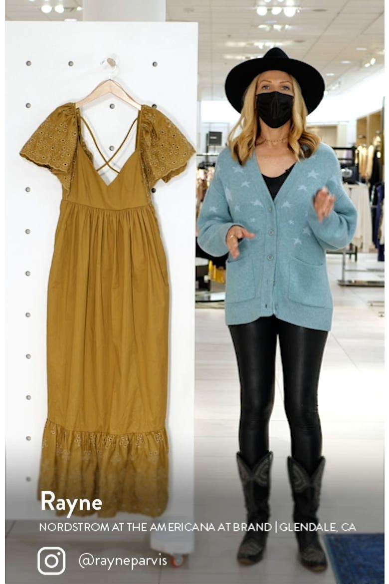 Eyelet Detail Flutter Sleeve Poplin Maxi Dress video