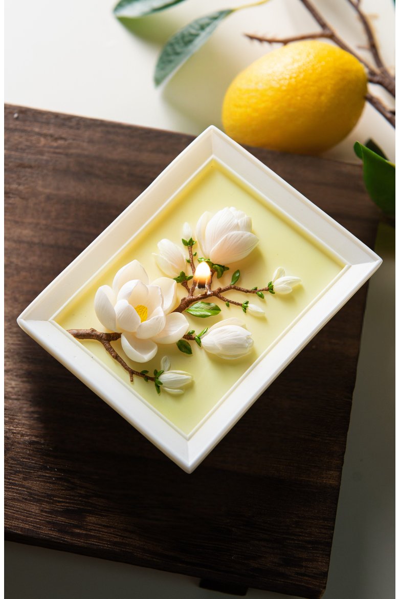 Framed Magnolia Bloom Candle, Alternate, color, Magnolia Bloom