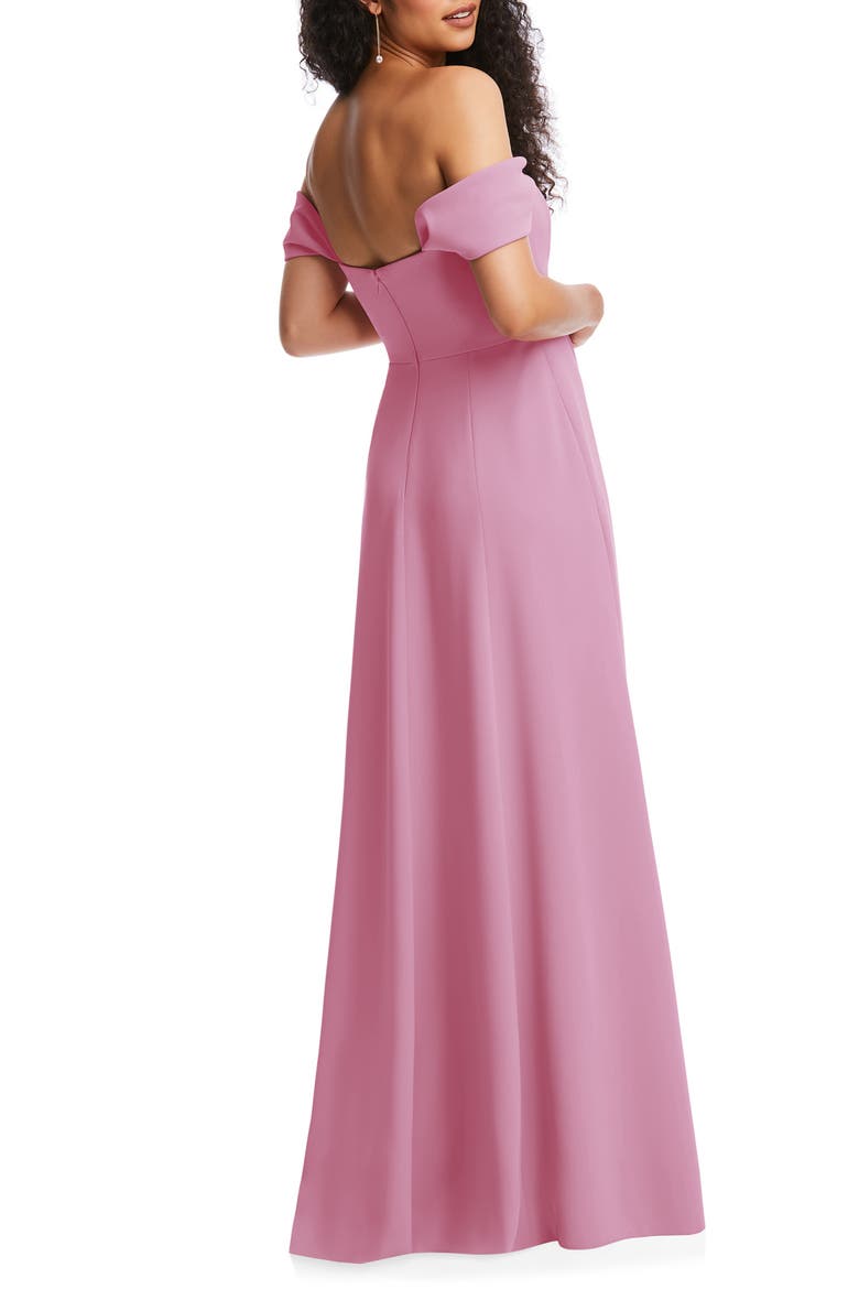 Off the Shoulder Crepe Gown, Alternate, color, POWDER PINK