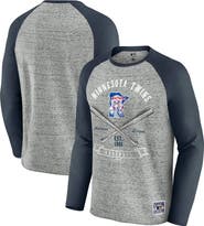 Darius Rucker Collection by Fanatics Men's Darius Rucker Collection by Fanatics Heather Gray Minnesota Twins Raw Edge Raglan Long Sleeve Baseball T-Shirt