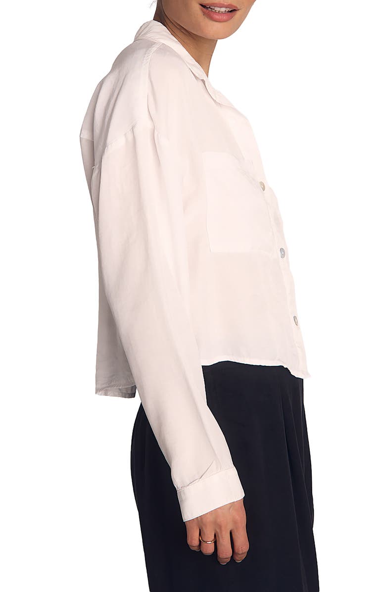 Bella Dahl Inverted Pleat Crop Button-Up Shirt, Alternate, color, White