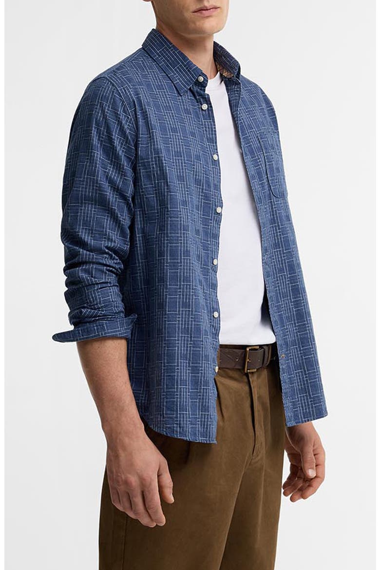 Lantern Tailored Checked Button-Down Shirt, Alternate, color, NAVY
