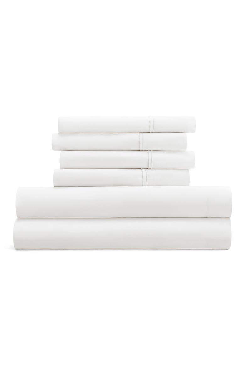 6-Piece Microfiber Solid Sheet Set, Main, color, WHITE